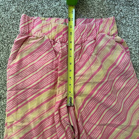 Elevenses Anthropologie pink & cream striped wide-leg pants size M - Picture 12 of 13